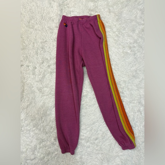 Aviator Nation 5 Stripe Sweatpants in magenta/neon purple - Picture 2 of 4